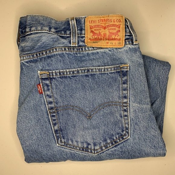 Levi's 505 Mens 42x30‎ Regular Straight Fit Denim Jeans Blue - Picture 1 of 10